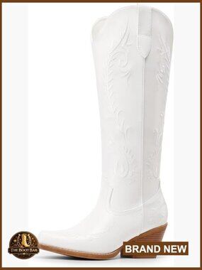 Knee High Western Cowboy Boots Square Toe Embroidered Cowgirl Boots